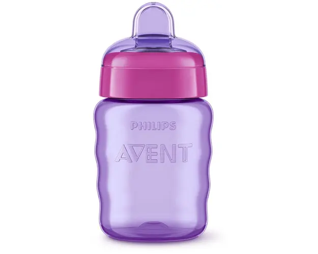 Cana cu tetina de formare Philips Avent 260 ml 9 luni + purple