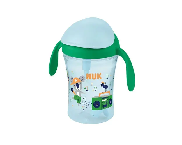 Cana de tranzitie cu pai si manere Nuk Motion Cup 230 ml Verde 8 luni+