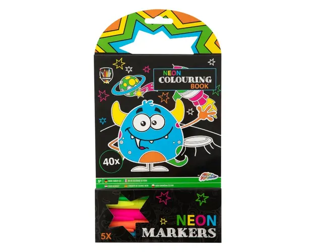 Carte de colorat cu 5 markere neon Grafix 150079