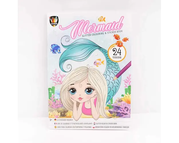 Carte de colorat cu autocolante cu sclipici Grafix