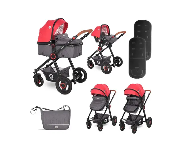 Carucior combinat 2 in 1 cu scaun auto Alexa 2021 Cherry Rosu