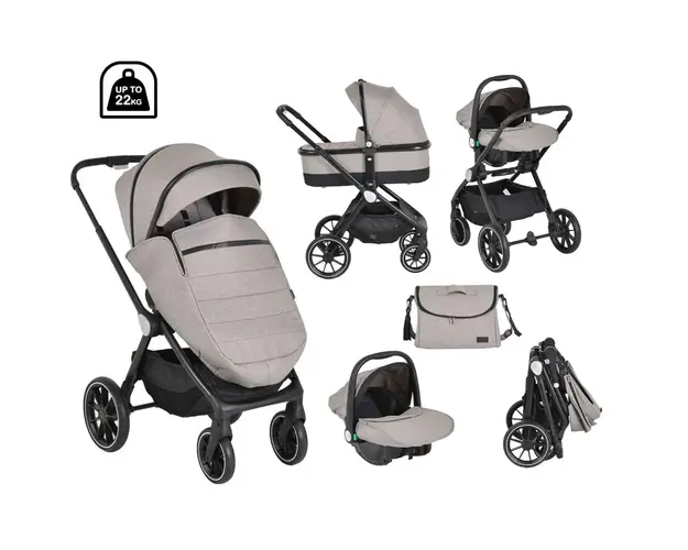Carucior combinat 3 in 1 Cangaroo Christiano Bej pana la 22 kg