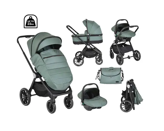 Carucior combinat 3 in 1 Cangaroo Christiano Verde pana la 22 kg