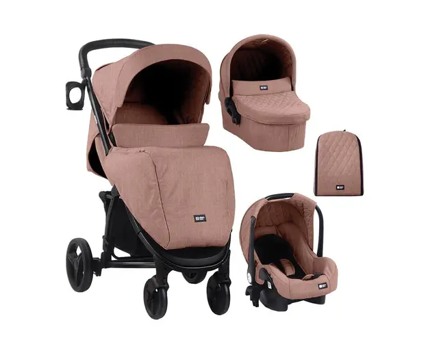 Carucior combinat Kikka Boo Madrid 3 in 1 Pink Melange 2020