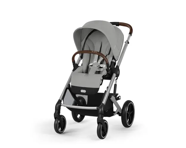 Carucior Cybex Gold Balios S Lux Stone Grey cu cadru argintiu si maner curbat