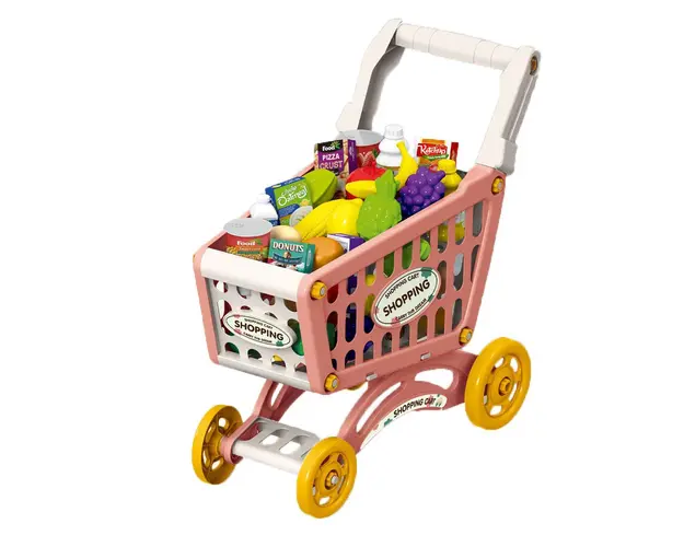 Carucior de cumparaturi Roz 56 piese