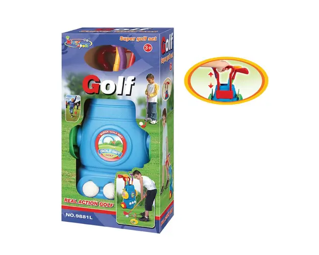 Carucior de golf cu crose si mingi King Sport