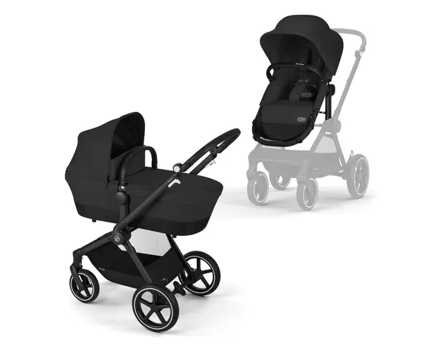 Carucior transformabil Cybex Gold Eos Lux Moon Black cu cadru negru