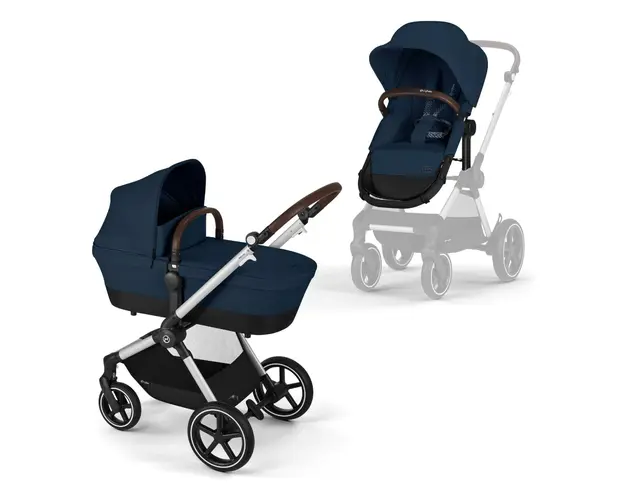 Carucior transformabil Cybex Gold Eos Lux Ocean Blue cu cadru argintiu