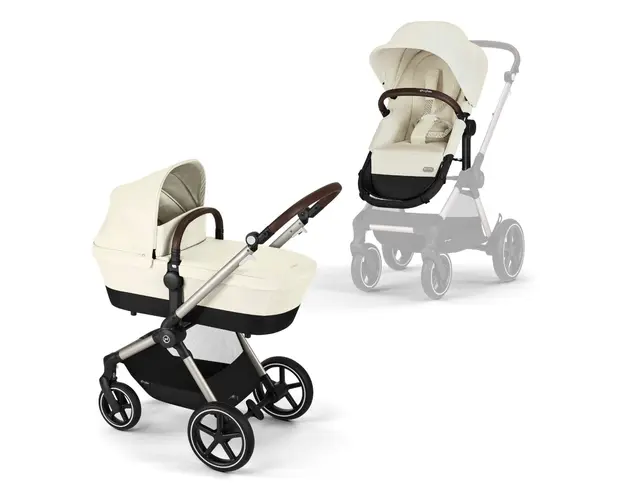 Carucior transformabil Cybex Gold Eos Lux Seashell Beige cu cadru taupe