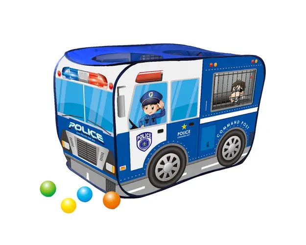 Cort de joaca cu 30 bile statie de politie Need Tent 114 x 73 x 73 cm