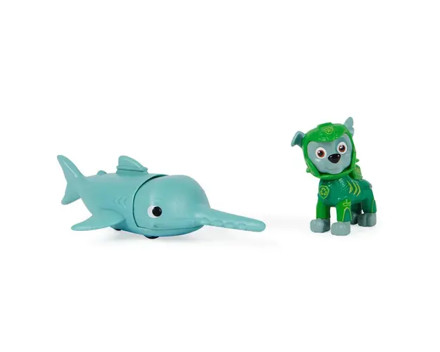 Figurina cu prieten peste spada Paw Patrol Aqua Pups Rocky