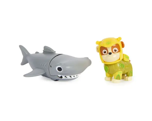 Figurina cu prieten rechin ciocan Paw Patrol Aqua Pups Rubble