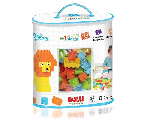 Gentuta cu 150 cuburi de constructie Dolu 1st Blocks