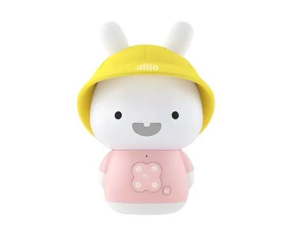 Iepuras educativ pentru copii cu povesti si cantece Alilo Baby Bunny roz 15 cm