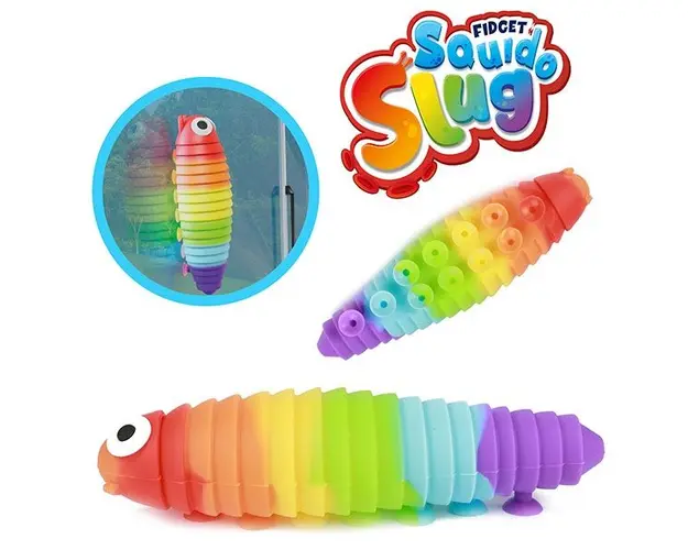 Jucarie antistres TToys cu ventuze Rainbow fidget Squido Slug