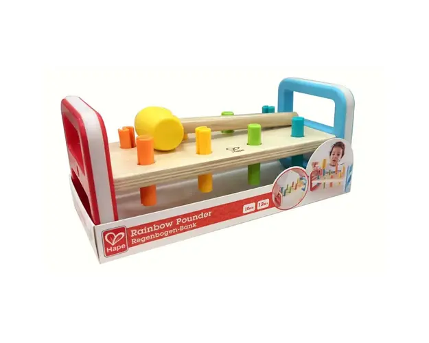 Jucarie educativa cu ciocanel din lemn Hape Rainbow