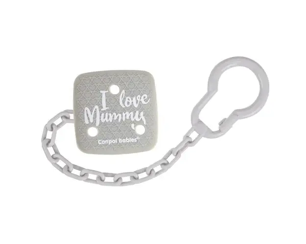 Lant pentru suzeta Canpol I love Mummy Gri