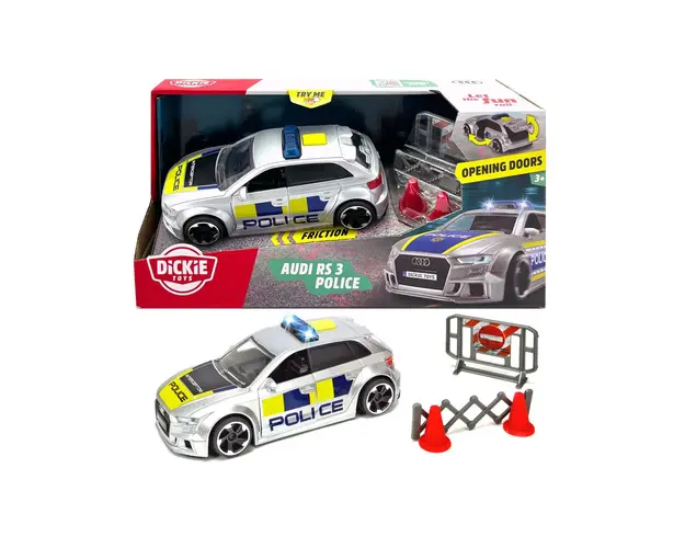 Masina de politie cu lumini si sunete Dickie Audi RS3 15 cm