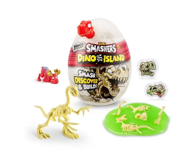 Mini Ou surpriza cu 6 accesorii, Smashers Dino Island