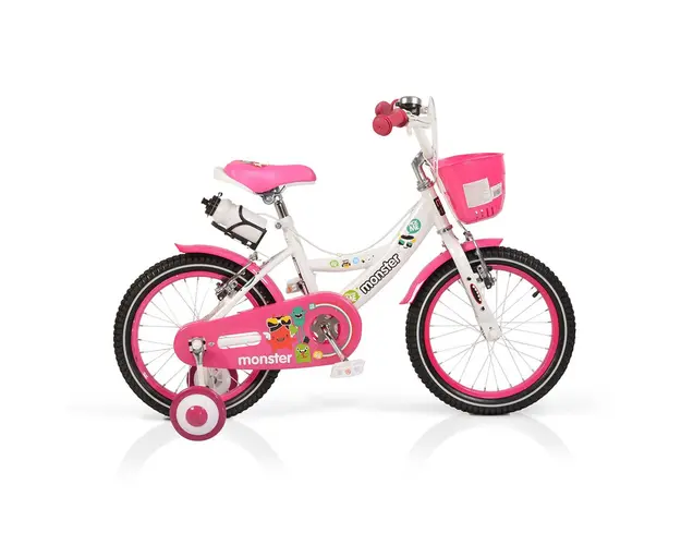 Bicicleta pentru fete 16 inch Moni Monster roz cu roti ajutatoare