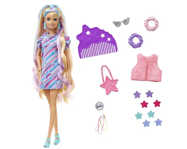 Papusa Barbie cu accesorii Tottaly Hair Star