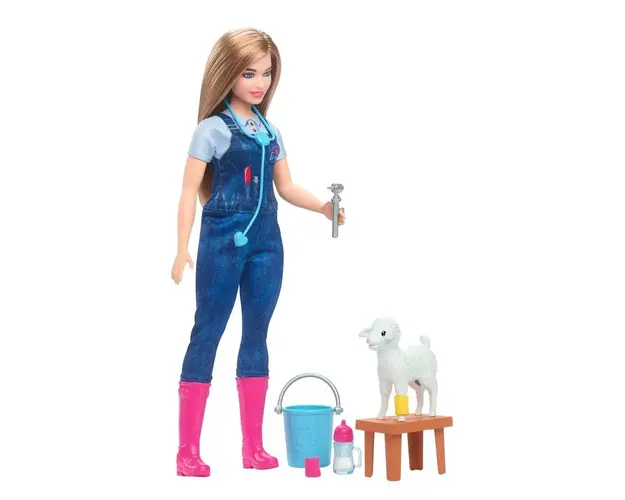 Papusa cu accesorii Barbie Careers Veterinar la Ferma