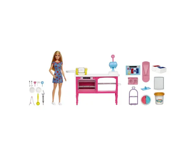 Papusa cu accesorii si plastilina Patiseria Barbie