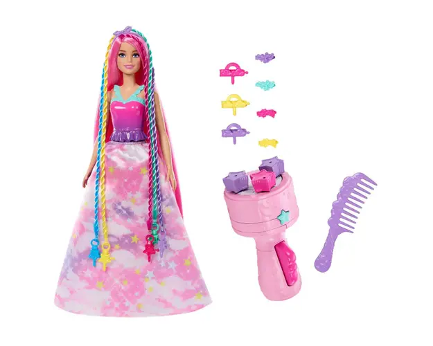Papusa cu aparat de coafat Barbie Dreamtopia Twist n Style