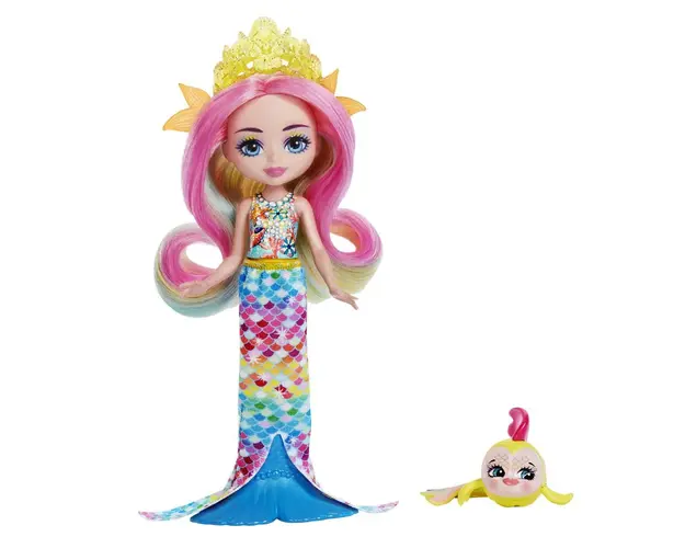 Papusa Enchantimals Royal cu animalut Radia Rainbow Fish si Flo