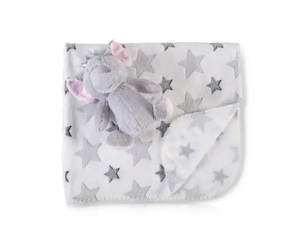 Paturica Cangaroo cu elefantel gri 90x75 cm