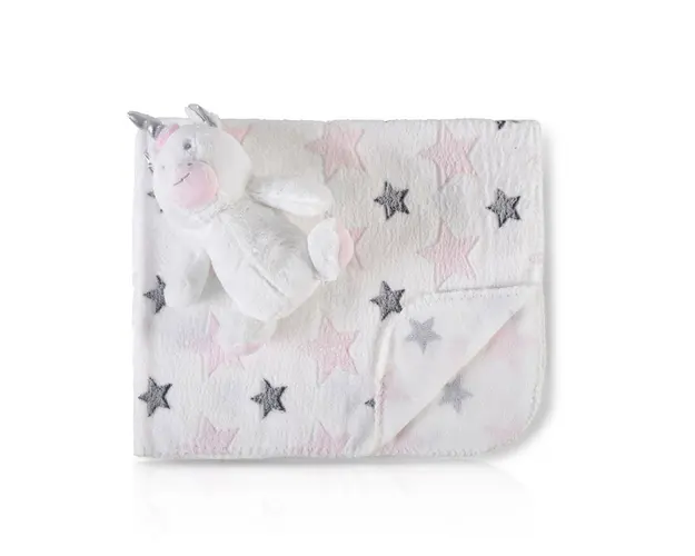 Paturica Cangaroo cu unicorn alb si roz 90x75 cm