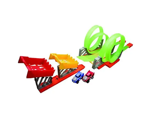 Pista cu 4 bucle, 2 masinute si 2 lansatoare Sprint Topspeed