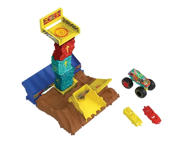 Pista cu lansator si masinuta Hot Wheels Monster Trucks Arena Smashers