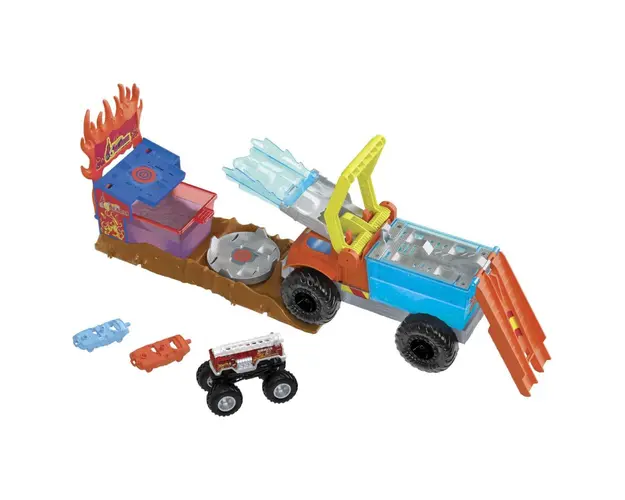 Pista cu masinuta Hot Wheels Monster Trucks Arena Smashers Color Shifters Salvarea lui 5Alarm
