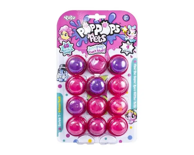 Pop Pops Pets set 12 Pop Pops cu 4 figurine surpriza in slime roz