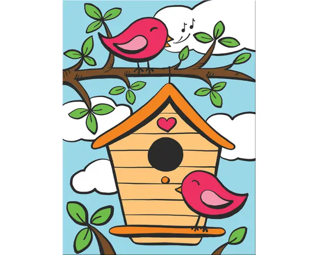 Prima mea pictura pe numere Royal Brush Junior Pasari Cantatoare 23x30 cm