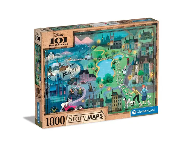 Puzzle 1000 piese Clementoni Disney Story Maps 101 Dalmatieni