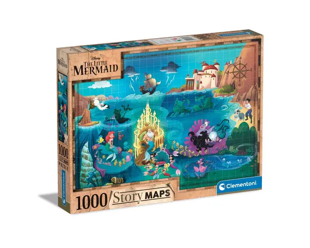 Puzzle 1000 piese Clementoni Disney Story Maps Little Mermaid