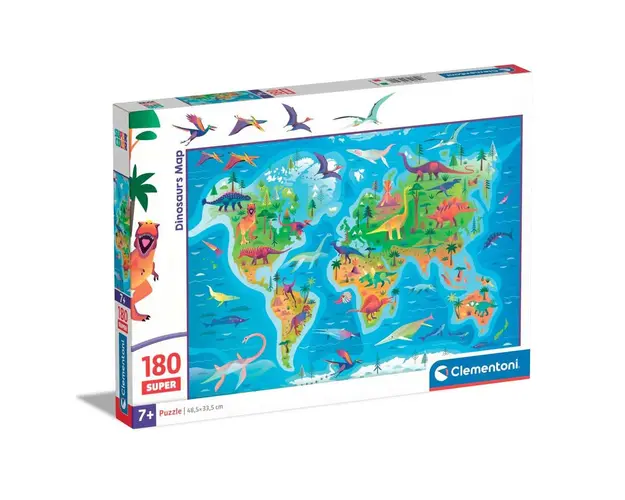 Puzzle 180 piese Clementoni Harta Super Dinozauri 29790