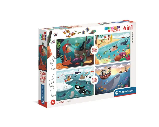 Puzzle 2 x 20 + 2 x 60 piese Clementoni Seaworld 21308