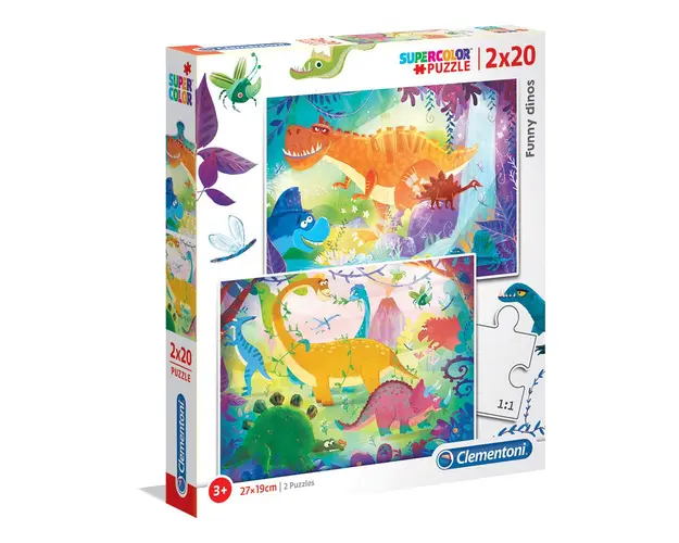 Puzzle 2x20 piese Clementoni Funny Dinos