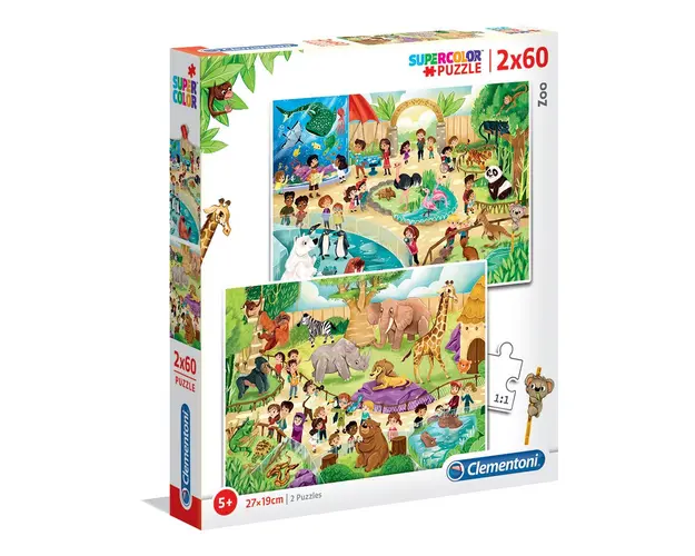 Puzzle 2x60 piese Clementoni Zoo
