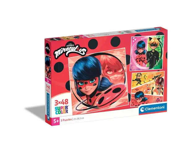 Puzzle 3 x 48 piese Clementoni Miraculous Lady Bug 25317