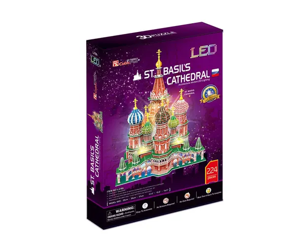 Puzzle 3d cu led Cubic Fun 224 piese Catedrala Sfantul Vasile