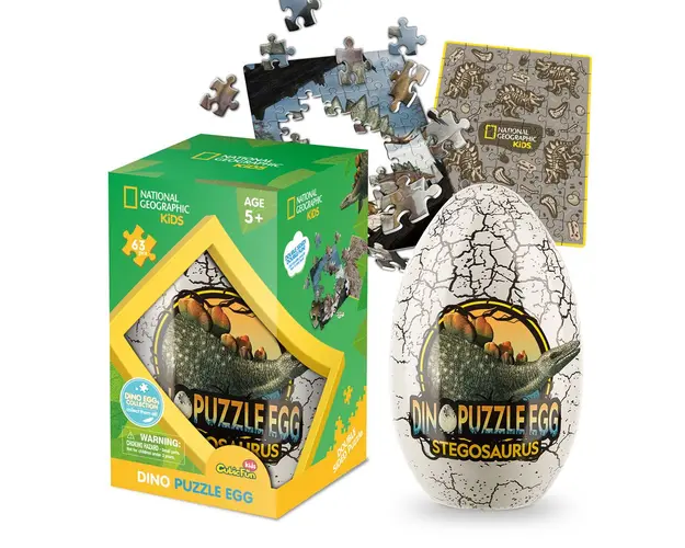 Puzzle 63 piese in ou metalic National Geographic Cubic Fun Stegosaurus