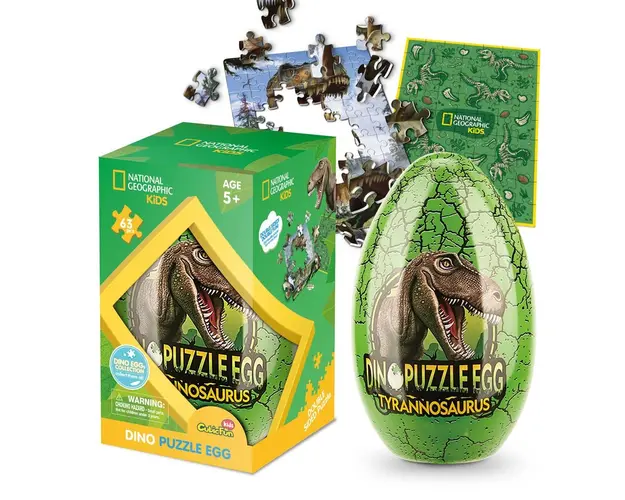 Puzzle 63 piese in ou metalic National Geographic Cubic Fun T-Rex