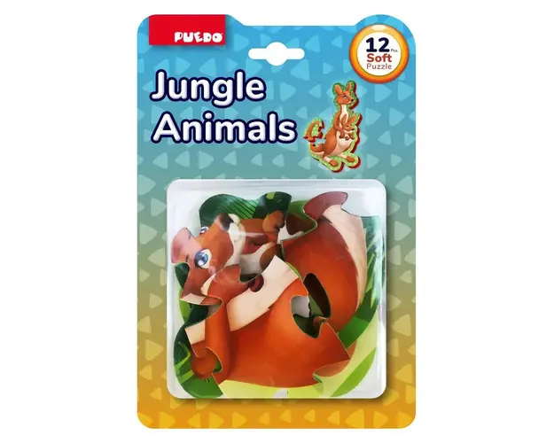 Puzzle cu piese moi Puedo 12 piese Animale Jungla