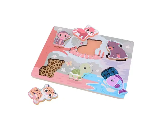 Puzzle de lemn cu animale John Toys Joueco
