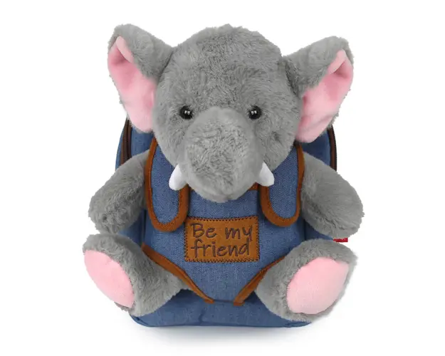 Rucsac jeans cu jucarie Elefant de plus